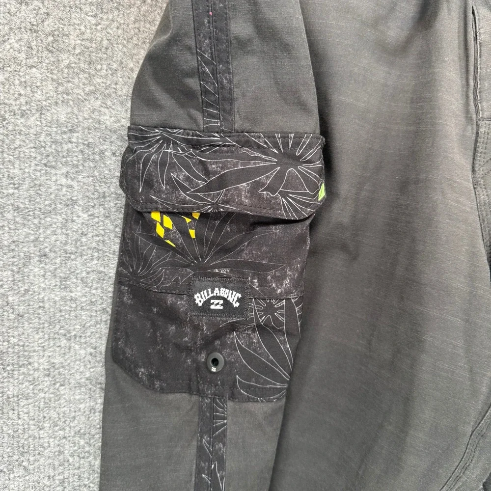 Billabong Board Shorts Mens 38 Black Floral Recycler 73 Pro Swim Trunks Surfwear